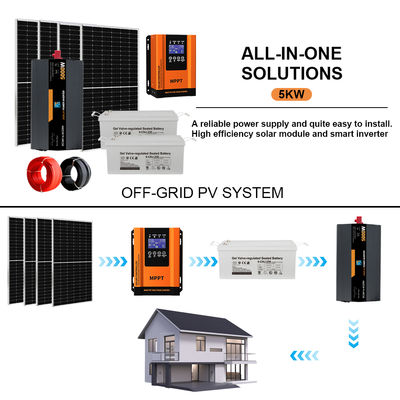 Goede prijs. 5KW Complete Off-Grid Solar Power Kit voor thuisgebruik -- All-in-One systeem met batterij en omvormer online