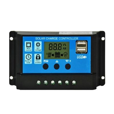 Auto PWM zonnepaneelcontroller 12v 24v 10a 20a 30Amp met LCD-scherm Dual USB