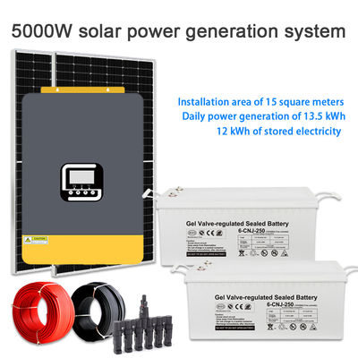 Goede prijs. Hoge efficiëntie 5 kW zonne-energiesysteem voor huishoudens Off Grid Hybrid 5000W Panel Kit online